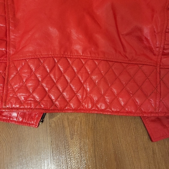 Truth Red Leather Jacket with Fur Collar - Picture 3 of 5